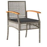 5 Piece Garden Dining Set with Cushions Grey Poly Rattan