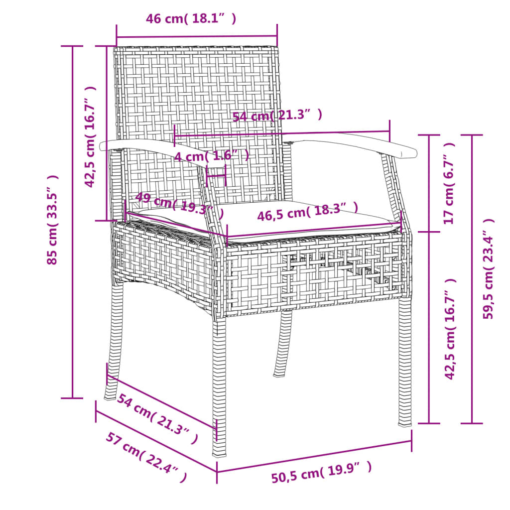 5 Piece Garden Dining Set with Cushions Grey Poly Rattan