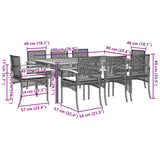 9 Piece Garden Dining Set with Cushions Grey Poly Rattan