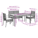 4 Piece Garden Dining Set with Cushions Grey Poly Rattan