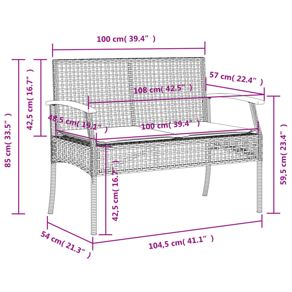 4 Piece Garden Dining Set with Cushions Grey Poly Rattan