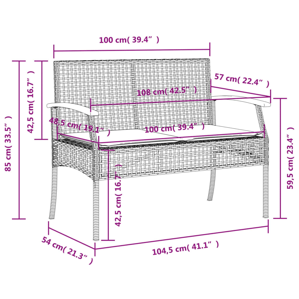 5 Piece Garden Dining Set with Cushions Grey Poly Rattan