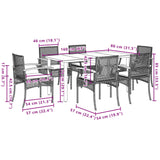 7 Piece Garden Dining Set with Cushions Grey Poly Rattan