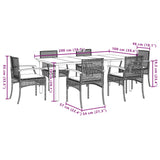 7 Piece Garden Dining Set with Cushions Grey Poly Rattan