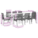 9 Piece Garden Dining Set with Cushions Grey Poly Rattan