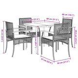 5 Piece Garden Dining Set with Cushions Beige Poly Rattan