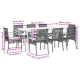 9 Piece Garden Dining Set with Cushions Beige Poly Rattan