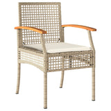 3 Piece Garden Dining Set with Cushions Beige Poly Rattan