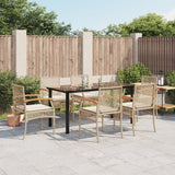 7 Piece Garden Dining Set with Cushions Beige Poly Rattan