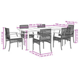 7 Piece Garden Dining Set with Cushions Beige Poly Rattan