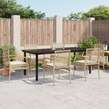 7 Piece Garden Dining Set with Cushions Beige Poly Rattan