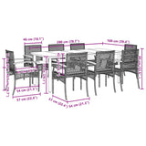 9 Piece Garden Dining Set with Cushions Beige Poly Rattan