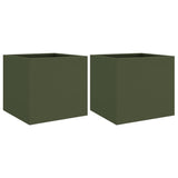 Planters 2 pcs Olive Green 32x30x29 cm Steel