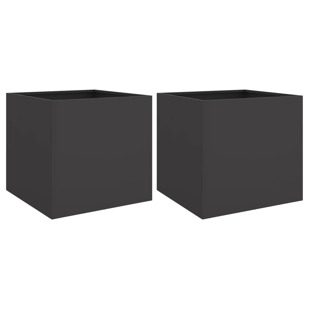 Planters 2 pcs Black 42x40x39 cm Steel