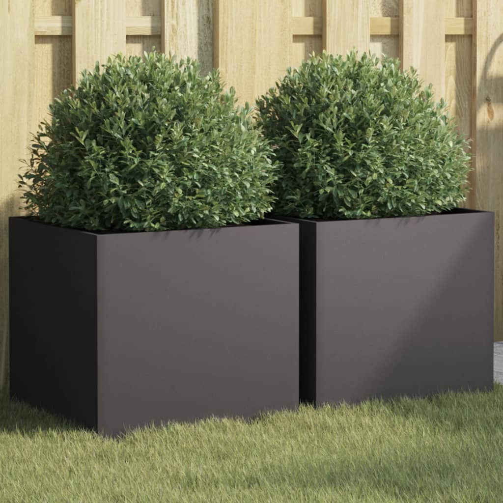 Planters 2 pcs Black 42x40x39 cm Steel