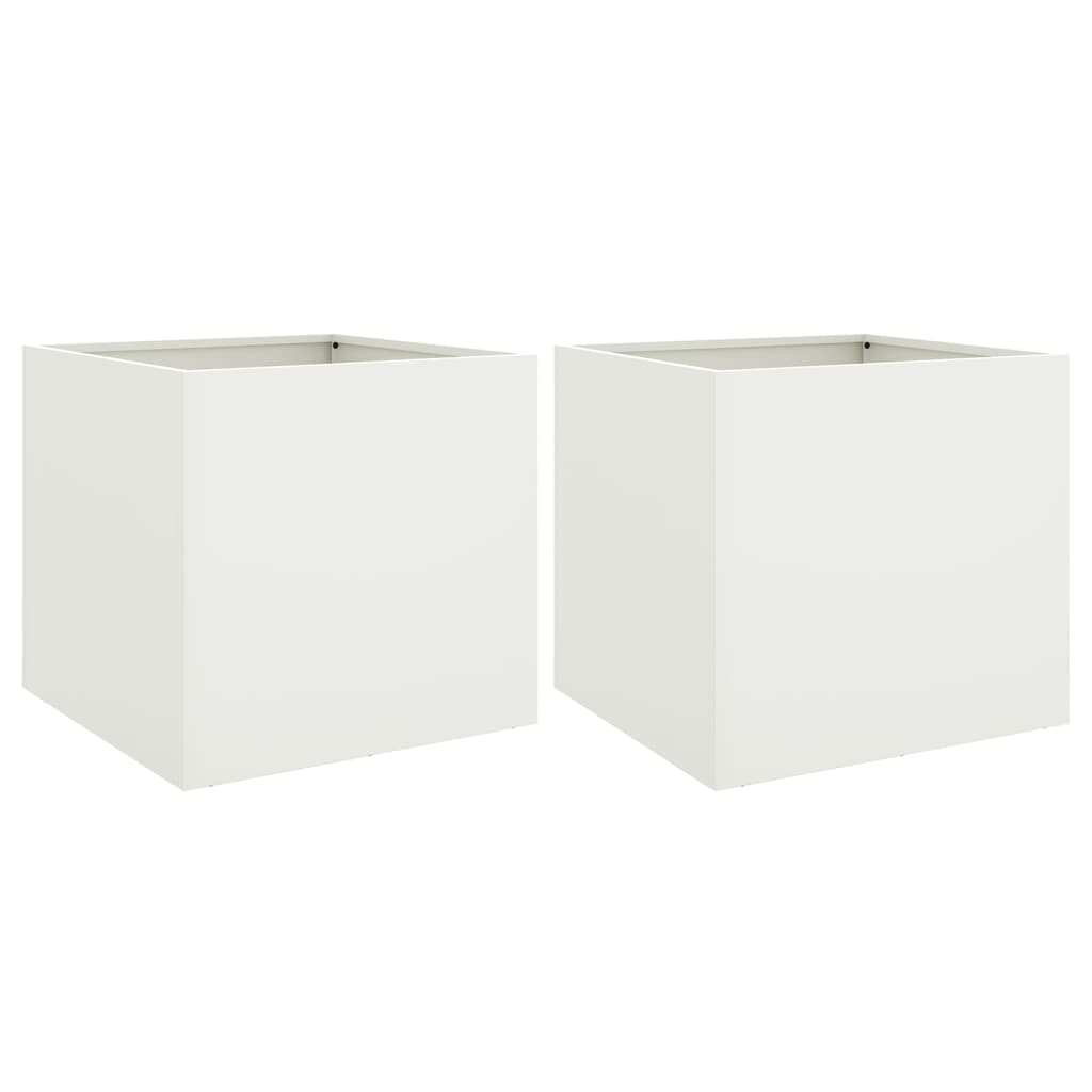 Planters 2 pcs White 42x40x39 cm Steel