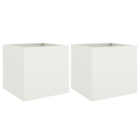 Planters 2 pcs White 42x40x39 cm Steel