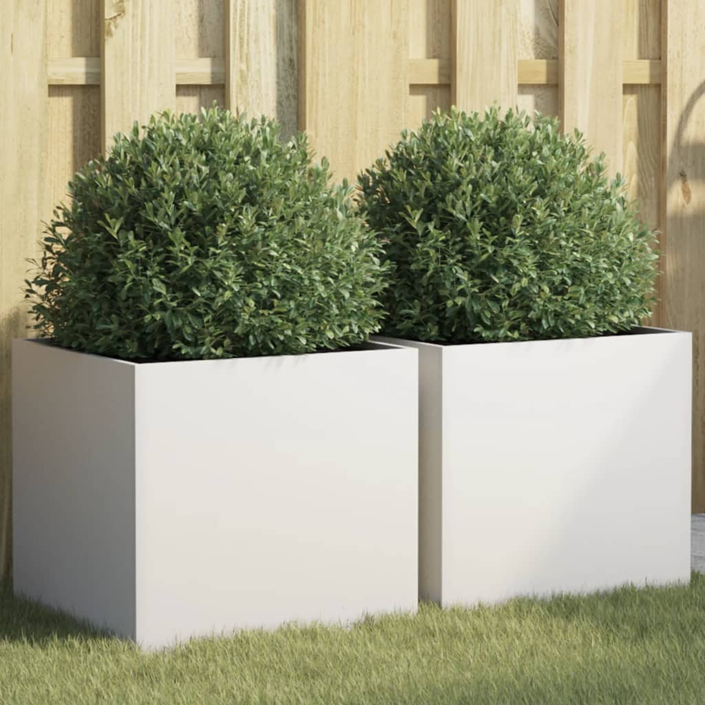 Planters 2 pcs White 42x40x39 cm Steel