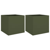 Planters 2 pcs Olive Green 42x40x39 cm Steel