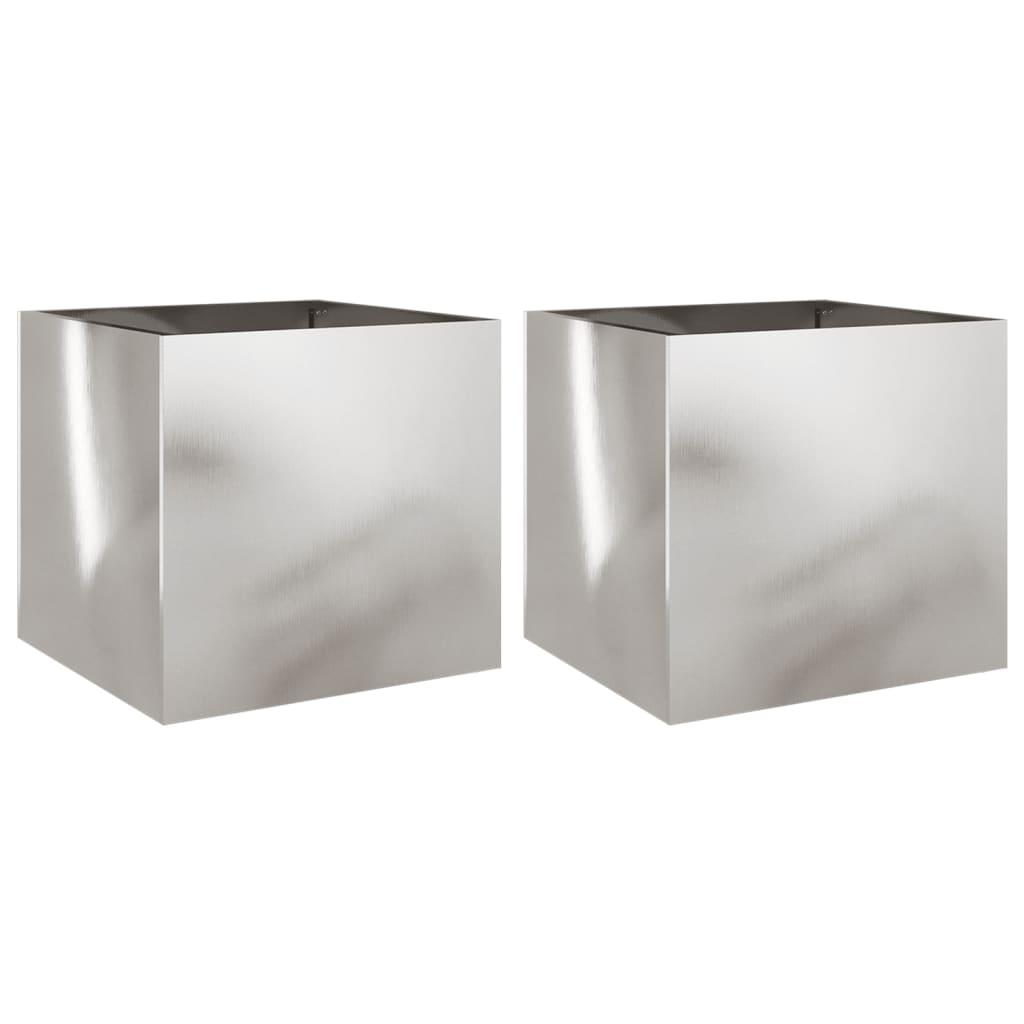 Planters 2 pcs Silver 42x40x39 cm Stainless Steel