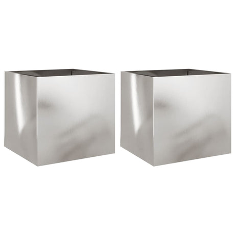 Planters 2 pcs Silver 42x40x39 cm Stainless Steel