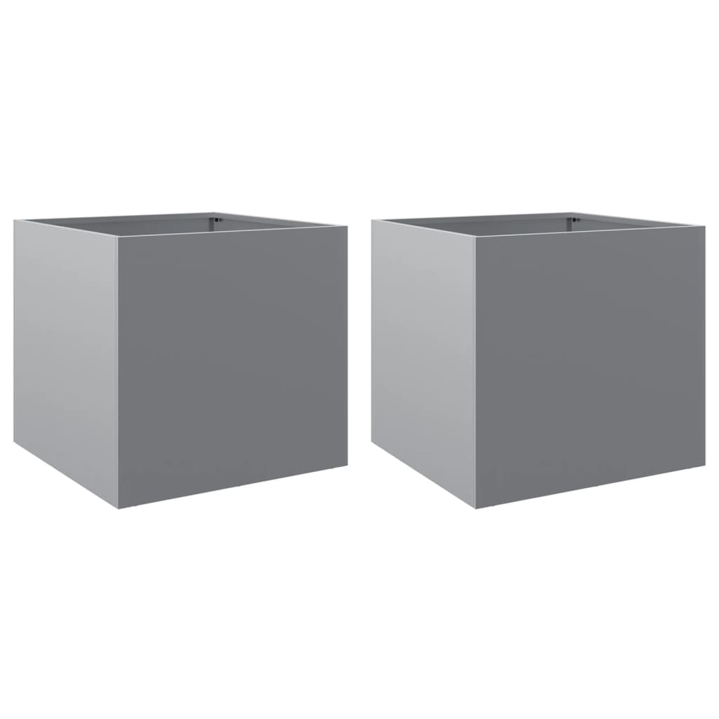 Planters 2 pcs Silver 42x40x39 cm Galvanised Steel