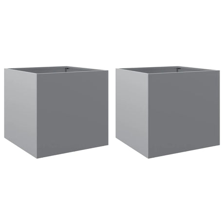 Planters 2 pcs Silver 42x40x39 cm Galvanised Steel