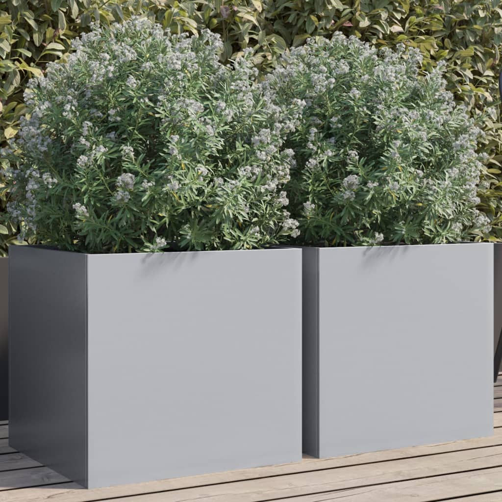 Planters 2 pcs Silver 42x40x39 cm Galvanised Steel