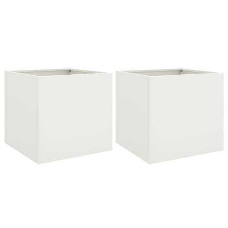 Planters 2 pcs White 49x47x46 cm Steel