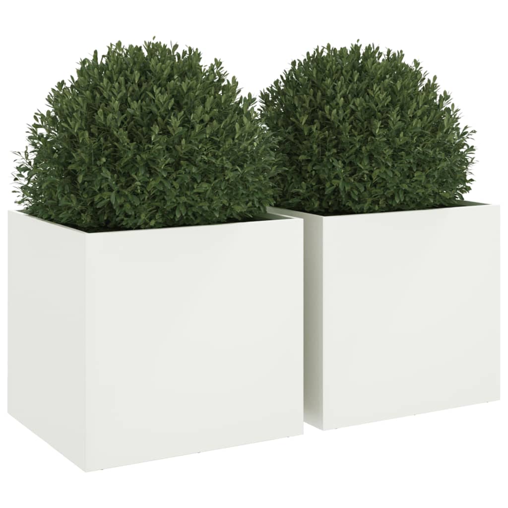 Planters 2 pcs White 49x47x46 cm Steel