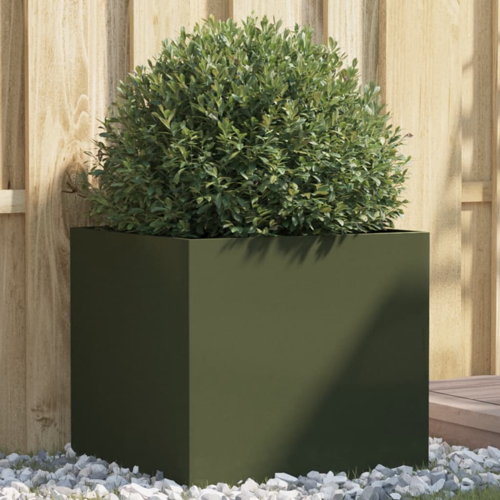 Planter Olive Green 49x47x46 cm Steel