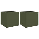 Planters 2 pcs Olive Green 49x47x46 cm Steel