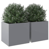 Planters 2 pcs Silver 49x47x46 cm Galvanised Steel