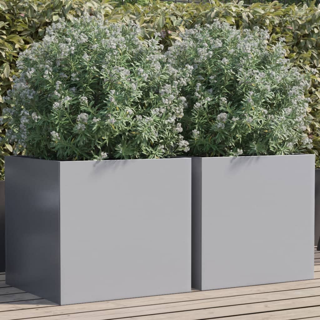 Planters 2 pcs Silver 49x47x46 cm Galvanised Steel