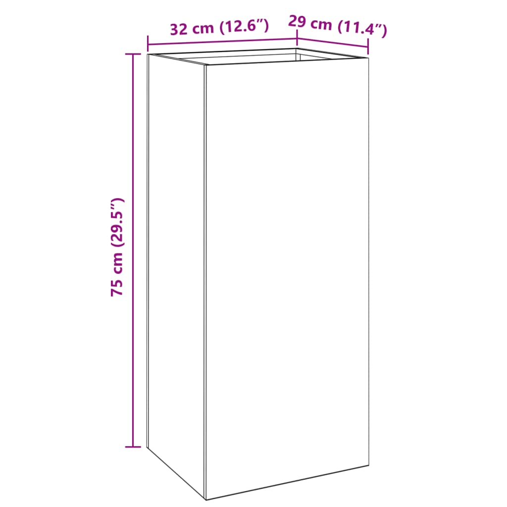 Planter White 32x29x75 cm Steel