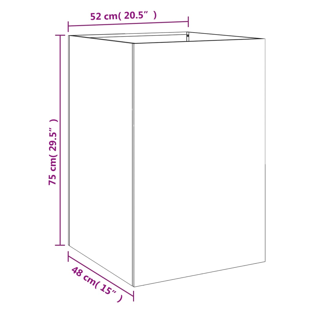 Planter White 52x48x75 cm Steel