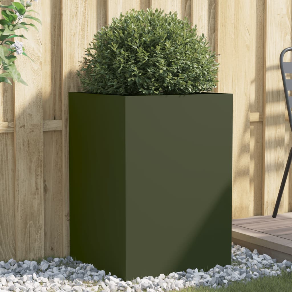 Planter Olive Green 52x48x75 cm Steel