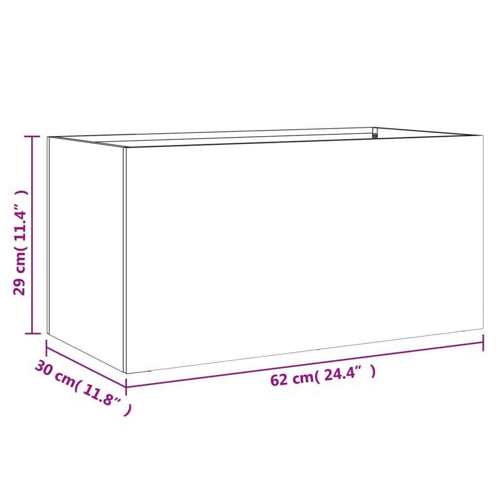 Planter Silver 62x30x29 cm Galvanised Steel