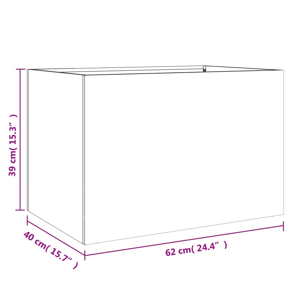 Planter White 62x40x39 cm Steel