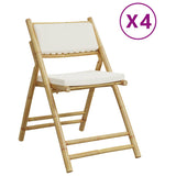 vidaXL 4 Piece Folding Bistro Chairs with Cream White Cushions Bamboo