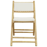 vidaXL 4 Piece Folding Bistro Chairs with Cream White Cushions Bamboo