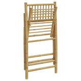 4 Piece Folding Bistro Chairs with Cream White Cushions Bamboo