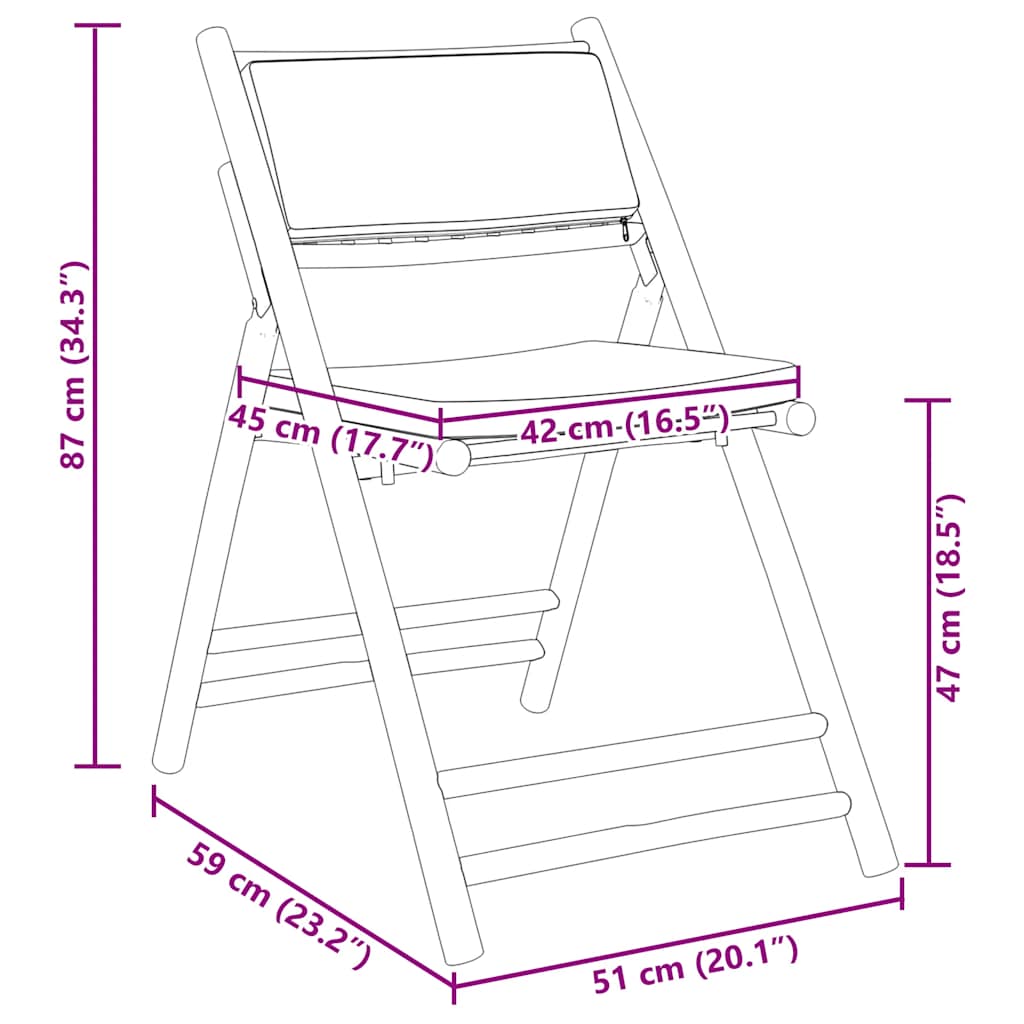 4 Piece Folding Bistro Chairs with Dark Grey Cushions Bamboo