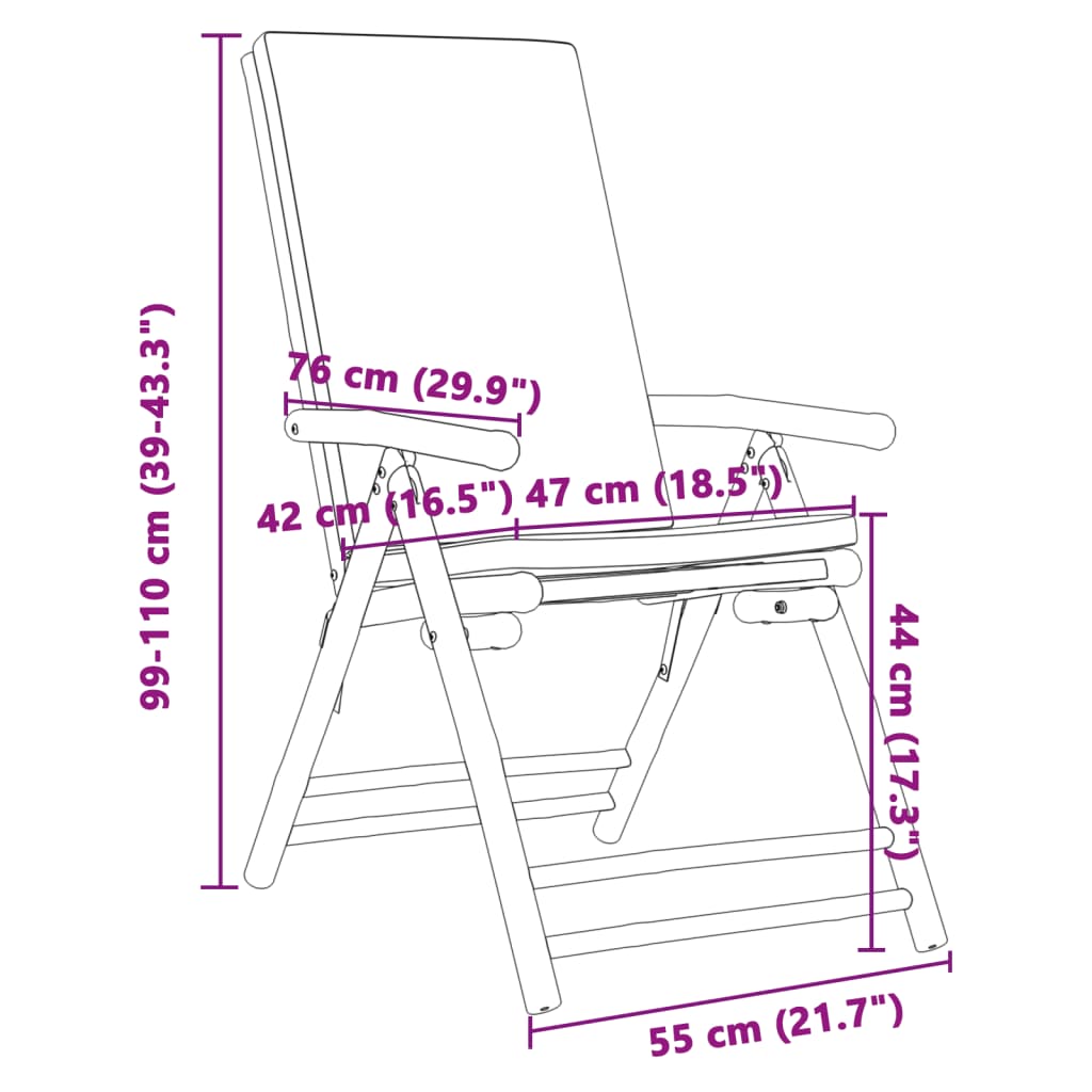 4 Piece Folding Reclining Chairs with Cream White Cushions Bamboo