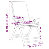 4 Piece Folding Reclining Chairs with Cream White Cushions Bamboo