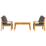 3 Piece Garden Lounge Set with Cushions Solid Wood Acacia