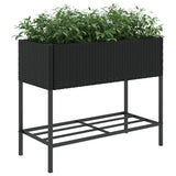 Garden Planters with Shelf 2 pcs Black 90x40x75 cm Poly Rattan