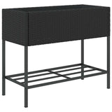 Garden Planters with Shelf 2 pcs Black 90x40x75 cm Poly Rattan