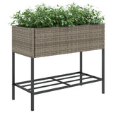 Garden Planters with Shelf 2 pcs Grey 90x40x75 cm Poly Rattan