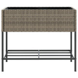 Garden Planters with Shelf 2 pcs Grey 90x40x75 cm Poly Rattan